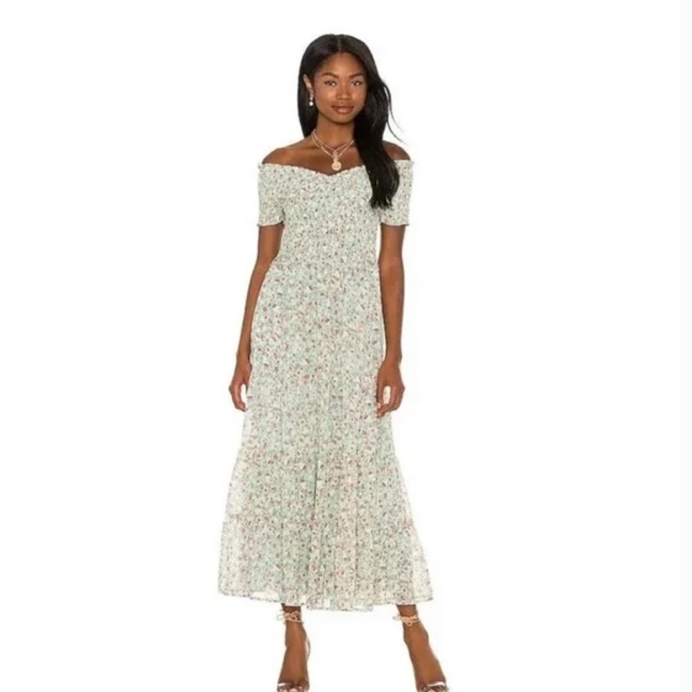 BB Dakota Steve Madden Joie De Vivre Floral Print Smocked Midi Dress Size Small